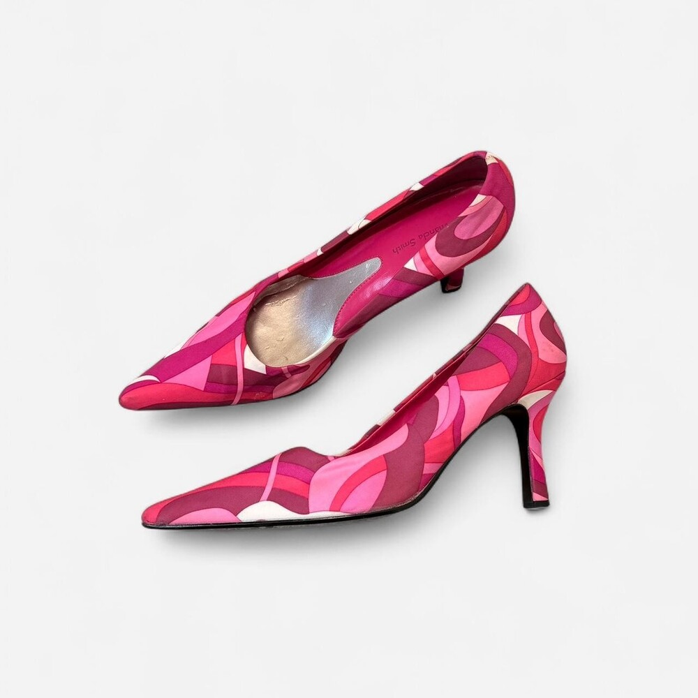 Vintage Amanda Smith Abstract Pink Pointed Toe Heels Size 9.5